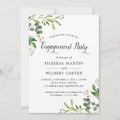 ユーカリプトゥスグリーン葉リーズシック婚約パーティ 招待状 (正面)