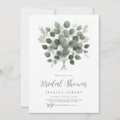 ユーカリプトゥスグリーン葉リーブライダルシャワー 招待状 (正面)