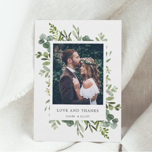 ユーカリプトゥスグリーン葉写真サンキューカード サンキューカード