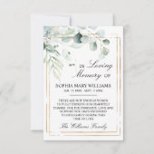 ユーカリプトゥスグリーン葉悔やみや弔慰メモリーサンキュー サンキューカード (正面)