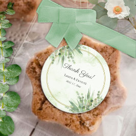 ユーカリプトゥスグリーン金ゴールドの葉ありがとう ラウンドシール