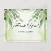 ユーカリプトゥスグリーン金ゴールドの葉の感謝してい写真you エンクロージャーカード (正面)