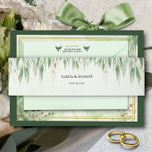 ユーカリプトゥスグリーン金ゴールドの葉 招待状ベリーバンド