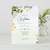 ユーカリプトゥスグリーン金ゴールド結婚式が緑を招待 招待状 (スタンド正面)