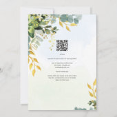 ユーカリプトゥスグリーン金ゴールド結婚式が緑を招待 招待状 (裏面)