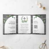 ユーカリプトゥスグレーウッドクロスカトリッ結婚クス 三つ折り招待状 (内部)