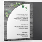 ユーカリプトゥスグレーウッドクロスカトリッ結婚クス 三つ折り招待状 (内部最初)