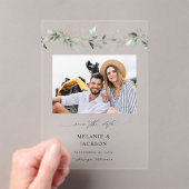 ユーカリプトゥスグローフォト日付を保存2 アクリル招待状 (インサイチュ (ポータブル))