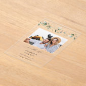 ユーカリプトゥスグローフォト日付を保存2 アクリル招待状 (レイダウン)