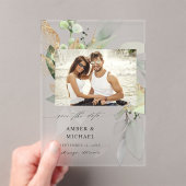 ユーカリプトゥスグローフォト日付を保存3 アクリル招待状 (インサイチュ (ポータブル))