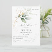 ユーカリプトゥスグロー金ゴールドグリーンリーブライダルシャワー 招待状 (スタンド正面)