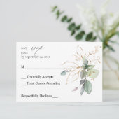 ユーカリプトゥスグロー金ゴールドグリーンリー2 no食事RSVP 出欠カード (スタンド正面)