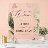 ユーカリプトゥスグロー金ゴールド結婚グリーンの歓迎3 アクリルサイン (ウェディング)