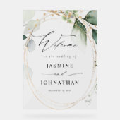 ユーカリプトゥスグロー金ゴールド結婚グリーンリーへようこそ2 アクリルサイン (正面)