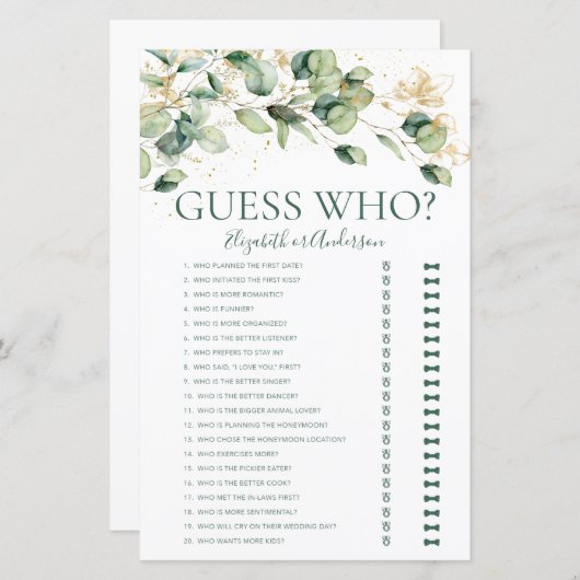 ユーカリプトゥスゲットユーズブライダルシャワーゲーム (正面/裏面)