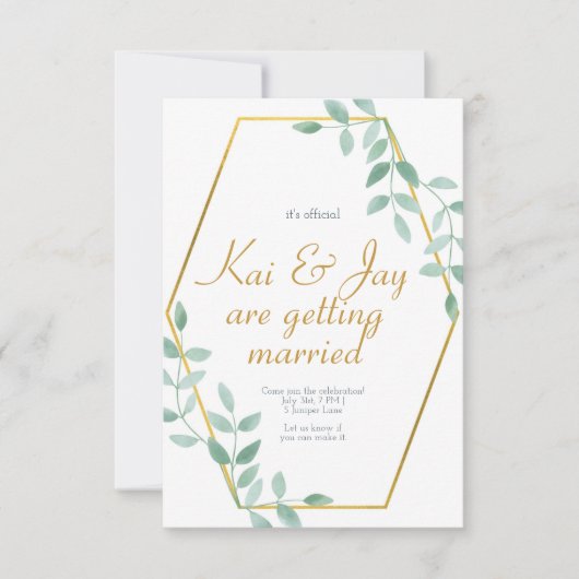 ユーカリプトゥスゲレーネリーエレガント結婚式招待状 招待状 (正面)