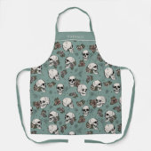 ユーカリプトゥスゴシックスカルとバラ名前をカスタムする エプロン (正面)