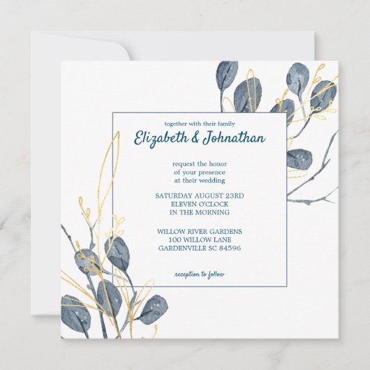 ユーカリプトゥスゴールデンガーデン結婚フローラ 招待状 (正面)