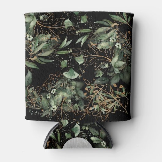 ユーカリプトゥスゴールデンボホエレガントオニックスブラック結婚ズ 缶クーラー (正面)