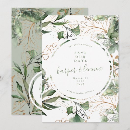 ユーカリプトゥスゴールデンボホモダン秋パンパスサークル セーブザデート (正面/裏面)