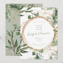 ユーカリプトゥスゴールデンモダンボホ秋パンパスサークル セーブザデート