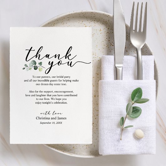 ユーカリプトゥスサンキューウェディングレセプションカード