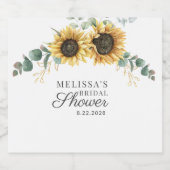 ユーカリプトゥスサンフラワーフローラスクリプトブライダルシャワー スパークリングワインラベル (シングルラベル)