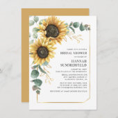 ユーカリプトゥスサンフラワーフローラモダンブライダルシャワー 招待状 (正面/裏面)