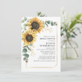 ユーカリプトゥスサンフラワーフローラモダンブライダルシャワー 招待状 (スタンド正面)