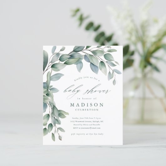 ユーカリプトゥスジェンダーニュートラルベビーシャワー招待状 (スタンド正面)