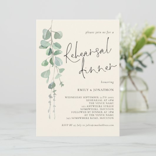 ユーカリプトゥスセージクリームリハーサルディナー 招待状 (スタンド正面)