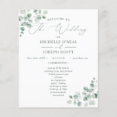 ユーカリプトゥスセージグリーンウォーターカラー結婚式 プログラム (正面)