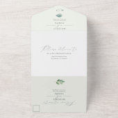 ユーカリプトゥスセージグリーンウォーター結婚カラー オールインワン招待状 (外側)