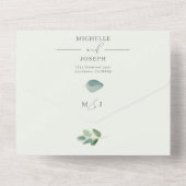 ユーカリプトゥスセージグリーンウォーター結婚カラー オールインワン招待状 (裏面)