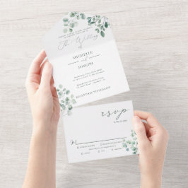 ユーカリプトゥスセージグリーンウォーター結婚カラー オールインワン招待状