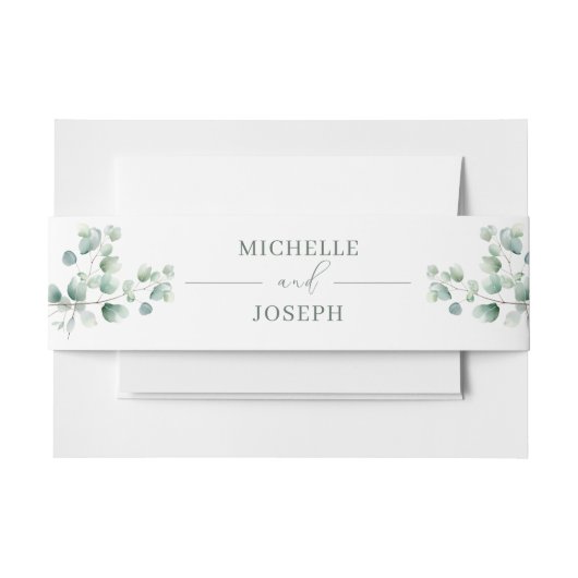 ユーカリプトゥスセージグリーンウォーター結婚カラー 招待状ベリーバンド (正面例)