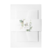 ユーカリプトゥスセージグリーンモノグラムの金ゴールド 招待状ベリーバンド (正面例)