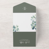 ユーカリプトゥスセージグリーン春サマー結婚ズ オールインワン招待状 (外側)