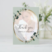 ユーカリプトゥスセージ写真金ゴールドメタリック結婚ズ サンキューカード (スタンド正面)