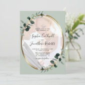 ユーカリプトゥスセージ写真金ゴールドメタリック結婚ズ 招待状 (スタンド正面)