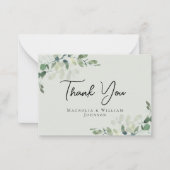 ユーカリプトゥスセージ結婚グリーンサンキューカード ノートカード (正面)
