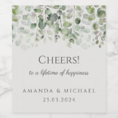 ユーカリプトゥスセージ結婚グリーン応援 ワインラベル (シングルラベル)