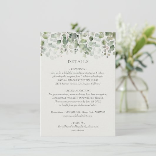 ユーカリプトゥスセージ結婚グリーン詳細 エンクロージャーカード (スタンド正面)