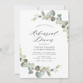 ユーカリプトゥスセージ緑のリハーサルの夕食の招待 招待状 (正面)