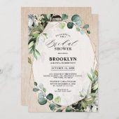 ユーカリプトゥスセージ緑の幾何学的ブライダルシャワーI 招待状 (正面/裏面)