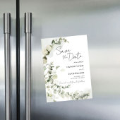 ユーカリプトゥスセージ緑の結婚式の日付を保存 マグネット招待状