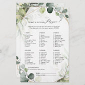 ユーカリプトゥスセージ緑ブライダルシャワーゲーム (正面/裏面)