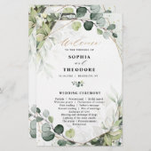ユーカリプトゥスセージ緑モダン結婚式 プログラム (正面/裏面)