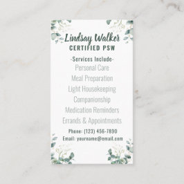 ユーカリプトゥスソフトグリーンのパーソナルサポートワーカー 名刺