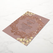 ユーカリプトゥスダスティバラピンクゴールドフォイルブライダルシャワー 箔招待状 (回転した状態)